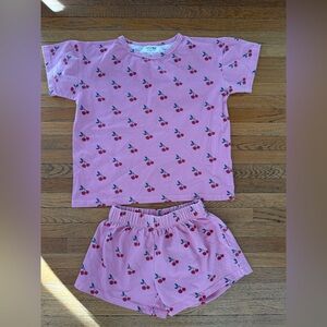 NWOT Girls Cherry Shorts Set